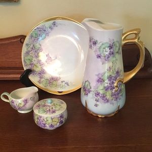 Vintage Hand painted Pitcher/Plate/Sugar/Creamer,